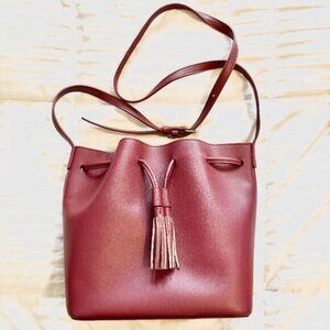 J Crew Factory Drawstring Crossbody Bag in Burgundy